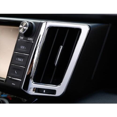 For Toyota RAV4 2013 2014 2015 2016 2017 2018 Chrome Front Center Console Air Condition Vent Outlet Cover Trim Frame Decoration