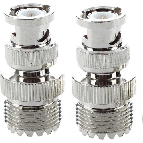 Brand New 2 Pcs BNC Male Plug to UHF SO239 Female RF Coaxial RF Connector