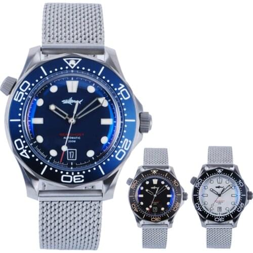 Heimdallr Mens Diver Watch Blue Dial Sea Ghost Titanium Brushed Case Luminous Sapphire NH35 Automatic Movement Mechanical Watch