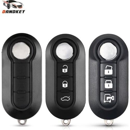 Dandkey New Styling 3 Buttons Rubber Pad Fob Flip Folding Blank Key Shell For Fiat 500 Panda Abarth Punto Remote Car Key Case