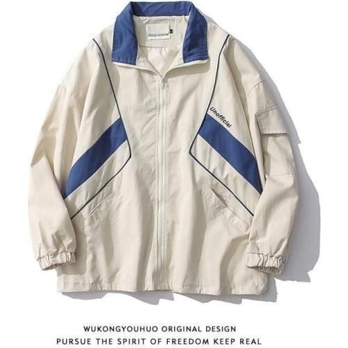 American retro tactical jacket mens Japan color matching high street loose casual sports baseball uniform preppy hip hop coat