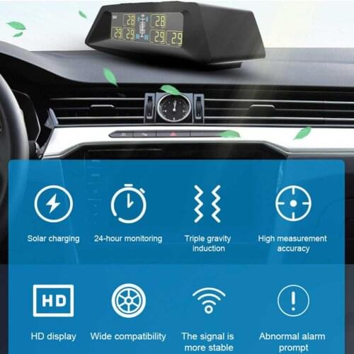 WONVON Solar Power Tire Pressure Monitor For Large Truck Solar External Sensor 10Wheelss Wireles TPMS With Booster For RV Truck
