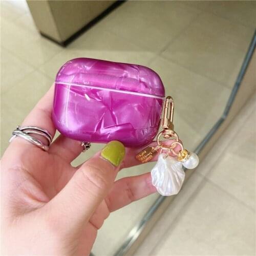 3D Pearl Shell Keychain Earphone Soft Case for Apple Airpods Pro Lovely Shell Pattern Wireless Headset Cover for Airpods Pro