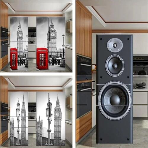 Home Decor Decal Poster London Big Ben Tree 3D Creative Fridge Door Stickers Print Art Picture Waterproof Paste For Kids Room