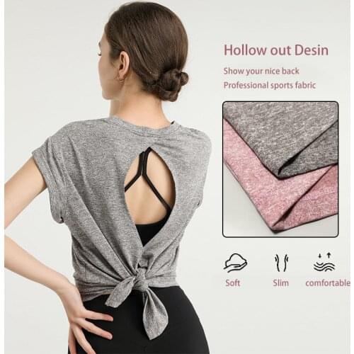 New Female Fast Drying Sportswear T-Shirt Summer Yoga Loose Running Fitness Suit Gym Sport Shirt