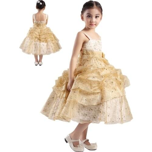 2020 new fashion childrens clothing children Princess stage dress pettiskirt gold beads children dress
