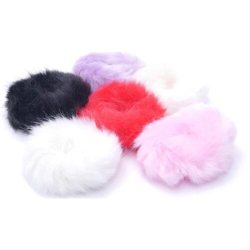 NEW Korean Warm Soft Fake Rabbit Fur Ball Women Elastic Hair Rope Band Headwear 6 COLOR