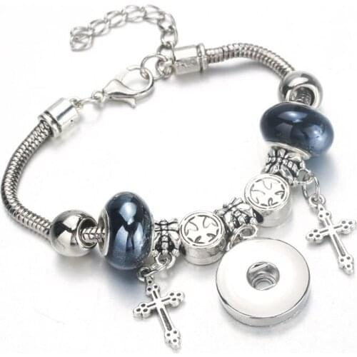 New cross 6 Colors Snap Bracelet Lobster Buckle Snake Chain Bangles Beaded bracelet Fit 18MM Snap Women Jewelry