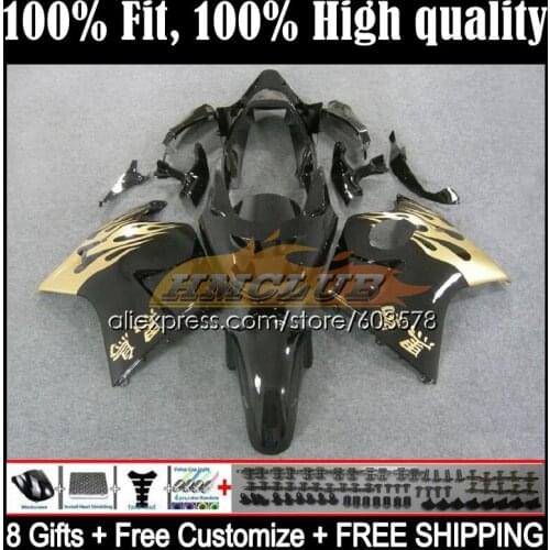 OEM For HONDA Blackbird CBR1100XX 96 97 98 99 01 28CL.18 CBR1100 CBR 1100 XX 2002 2003 2004 2005 2006 2007 Fairing Gold flames