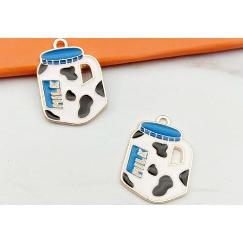 BULK! 10 "Milk Bottle" Cabochons Charms Milk Jug Cabs Pendants for Keychain Bracelet Earring Jewelry DIY Accessory Charm Bottle