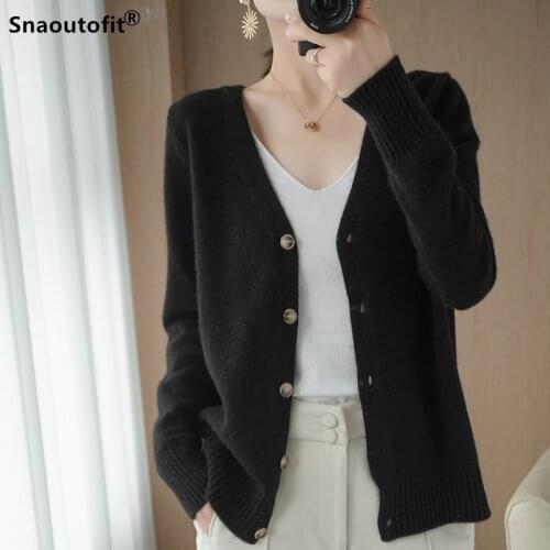 2021 Autumn Top,Pure Wool Knitted Cardigan Womens Sweater,Basic Style,Large V-Neck Elegant Fashionable,Loose Versatile Jacket