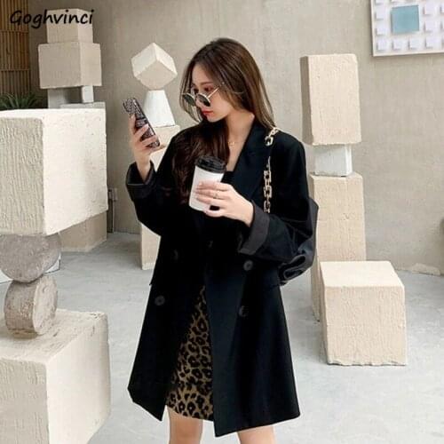 Blazers Women Loose Long Sleeve Leisure Notched Solid Stylish All-match Simple Korean Style Temperament Clothing Femme Popular