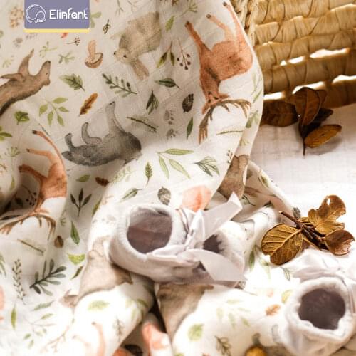 Elinfant 1pcs Digital Print Bamboo Cotton 120*110cm 2 Layers Newborn Baby Bath Towel Wrap Muslin Swaddle Blankets