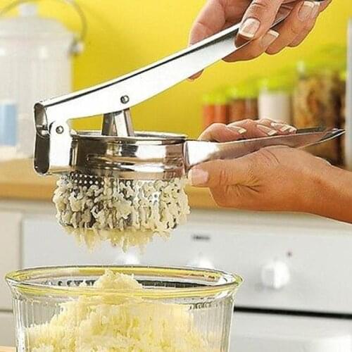 Stainless Steel Garlic Press Crusher Kitchen Cooking Vegetables Ginger Squeezer Masher Household Potato Puree Masher