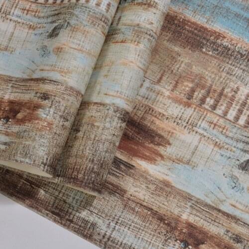 Retro Wood Grain Self Adhesive Strip Wallpaper Vintage Baby Boys Rooms Non-woven Wall Paper Bedroom Decor Wallpapers Roll EZ027