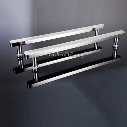 Luxury 2PCS 304 Stainless Steel Frameless Shower Cabin Glass Sliding Door Handles Glass Door Pull / Push Handles Chrome Finished