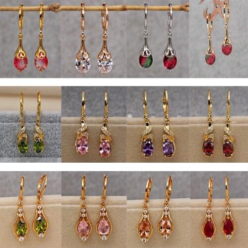 Luxury Earrings for Womens Dangle earrings Gold plated Earring with Waterdrop Zircon Trendy Jewelry for Wedding accessories