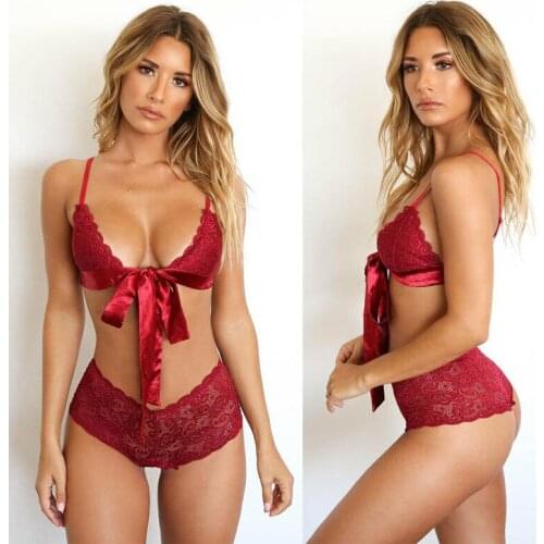 Brand New Lady Womens Sexy Lace Lingerie Bralette Push Up Bra G-string Set Thong Sleepwear Underwear Women Brief Set