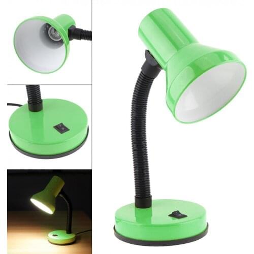 LED Portable Flexural Green Desk Lamp with Wide Voltage and Push Switch Support Bulb for Student Domitory / Office