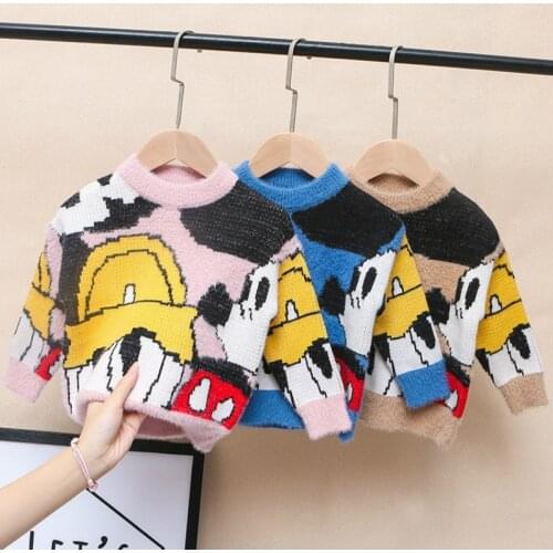 Girls' Sweaters Mink Velvet Sweaters 2020 Spring and Autumn New Childrens Pullovers Western Style Knitted Long-sleeved Sweaters