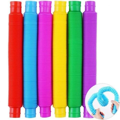 6Pcs Mini Pop Tubes Sensory Toy for Adult Kid Autism Anti Stress Plastic Bellows Children Squeeze Toy Fidget Stress Relieve Toys