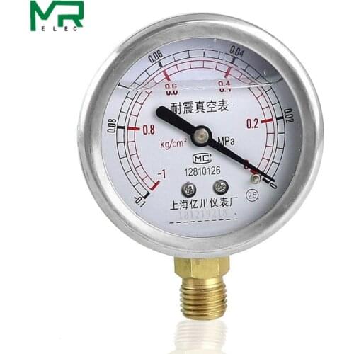 PT1/4"thread YN60 -0.1-0MPA vacuum shock proof pressure gauge positive negative pressure vacuum pump table anti seismic