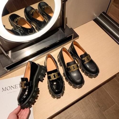 Spring 2021 new same style College English small leather shoes muffin single shoes with thick soled Lefu shoes