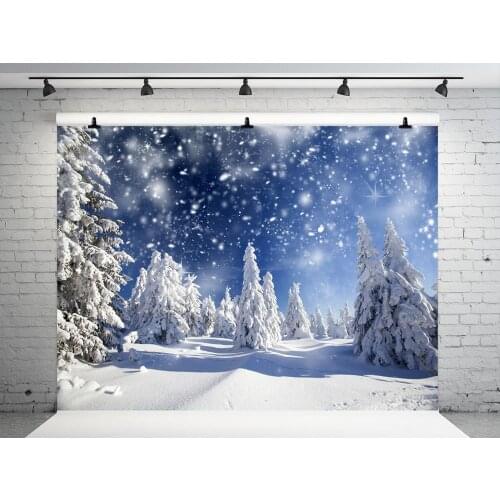 VinylBDS Winter Frozen Background Photography For Wedding Christmas Trees Photography Backdrops With Tree For Children Photo