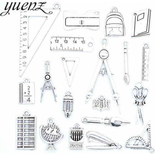 YuenZ 20pcs New Product Antique silver color learning tools Charms Pendant Jewelry Metal Alloy Jewelry Marking U054
