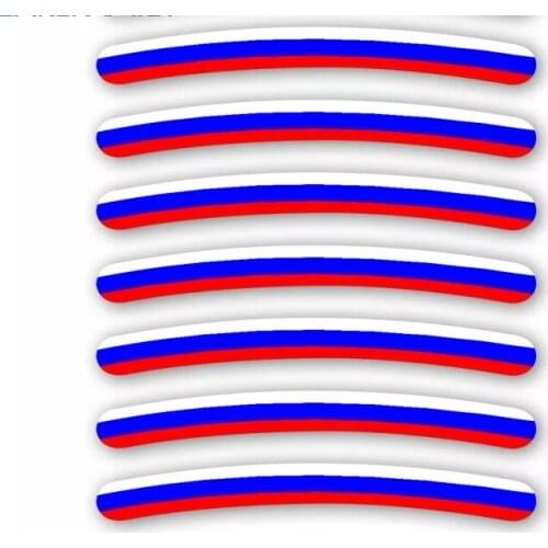 Funny 13cm x 1.3cm 8x for for Russian flag Wheel Sticker Stripes Set Waterproof Vinyl Motorcycle Bike Decal Car Stickers
