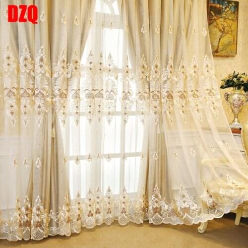 Custom Curtains for Living Room Stitching Laser Embroidery Luxury Classical European Bedroom Blackout Curtain Tulle Valance