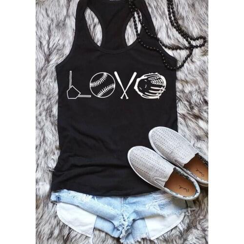 LOVE Baseball Letter Printing Woman Tee European Style Female Camis Fashion Woman Tank Tops