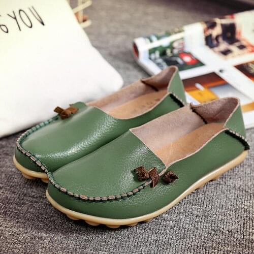 Womens leather shoes fashionable large size old peoples shoes middle aged and old womens shoes soft cow tendon sole shoehz