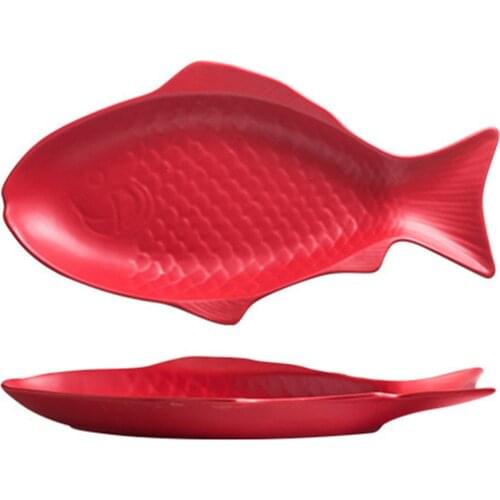 1Pcs Ceramic Tableware Creative Plate Fish Shaped Dish Storage Fish Pan for Restaurant Home Dinner 11inch, White A50