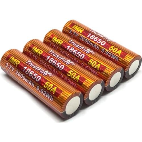 10pcs/lot TrustFire IMR 18650 50A 3.7V 2600mah 9.62Wh Li-ion Rechargeable Battery Lithium Batteries For LED Flashlights