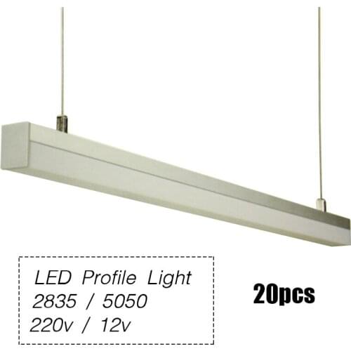 20pcs 2835 / 5050 Tube LED Pendant Lamp Profile Striplight 144leds /120leds 1m Modern Design Work Room Restaurant Decoration
