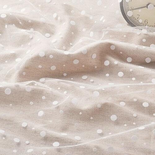 GLace 3Y/lot white flock dot patchwork mesh fabric by the yard handmade material home decoration TX1434