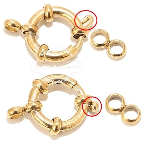 3pcs Stainless Steel Gold Round Spring Ring Clasps For Bracelet Necklace DIY Jewelry Making with 8 Connector