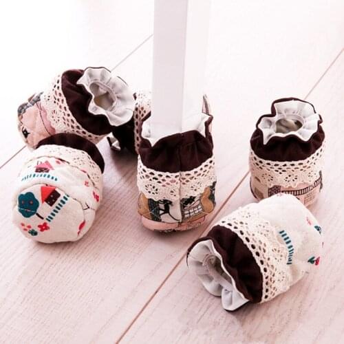 Cotton and linen Lace 4Pcs fabric feet Chair Leg Table Foot tips Covers Floor Protectors Floral Kint doorknob Chair Cover sock