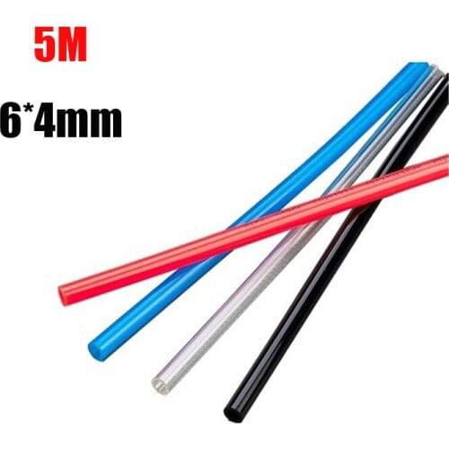 5 Meter 6*4mm Air Tubing Pneumatic Pipe Tube Hose PU Air Gas Pipe Hose Transparent Blue Red Black