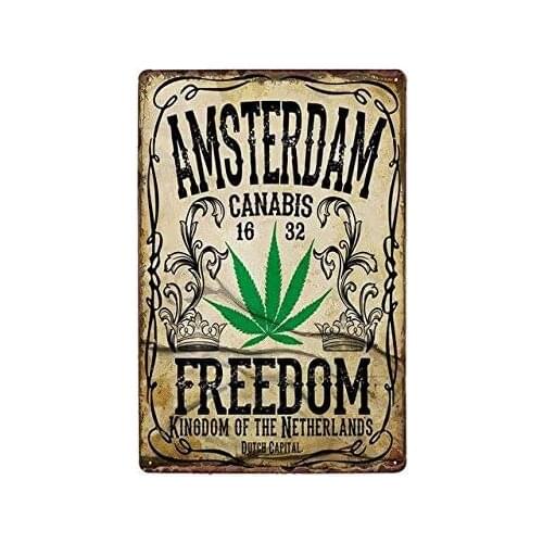 Amsterdam Vintage Style Metal Sign Iron Painting for Indoor & Outdoor Home Bar Coffee Kitchen Wall Decor 8 X 12 Inch