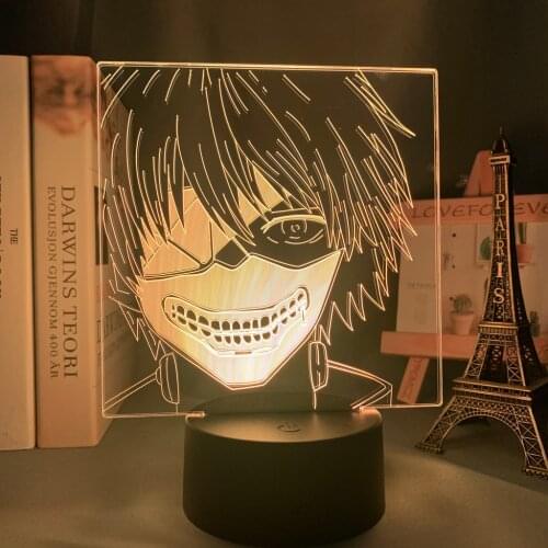 Anime Tokyo Ghoul Ken Kaneki 3d Lamp for Bedroom Decor Nightlight Cool Birthday Gift Tokyo Ghoul Led Night Light Ken Kaneki
