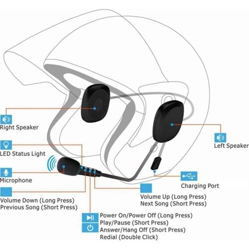 Waterproof Moto Wireless Anti-interference Helmet Headset Intercom for Motorcycle T2 Motorcycle Helmet Headset