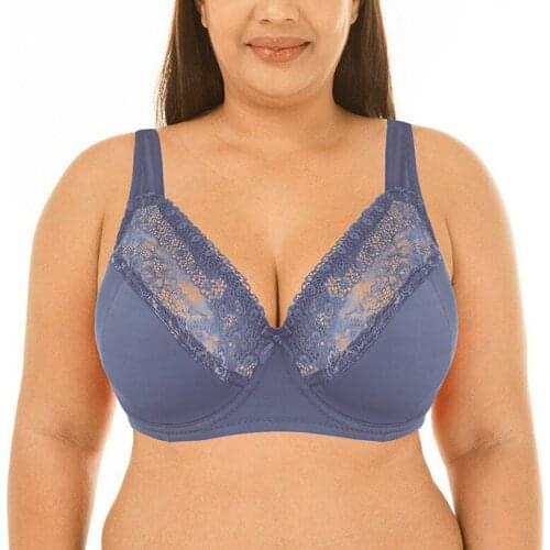 Sexy Women Bra Lace Big Bralette Full Cup Underwired Support Bra Top Lingerie Plus Size 40 42 44 46 48 50 DD E F FF G Cup