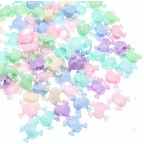 CHONGAI 100Pcs Acrylic Candy Colors Big Hole Skull Beads For Jewelry Making DIY Beads Accessories