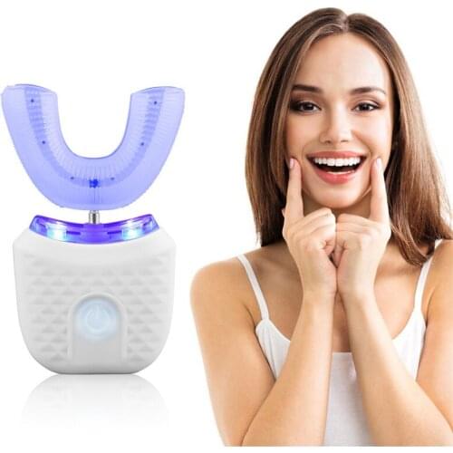 CkeyiN 360 Degree U Type Lazy Automatic Sonic Silicone Electric Toothbrush Rechargeable Vibration Teeth Whitening Cleaning Tool