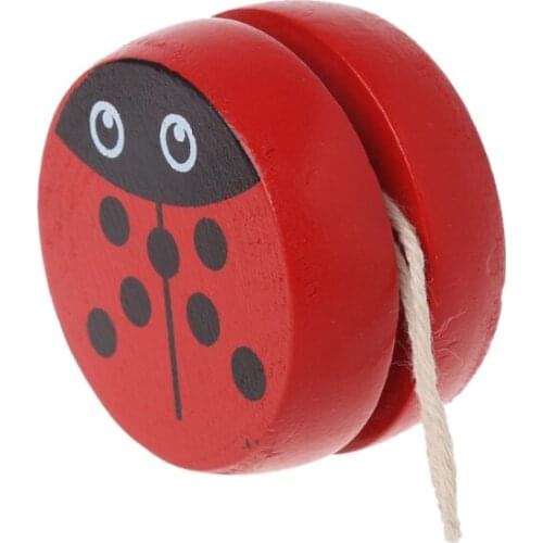 D7YD Cute Animal Prints Wooden Yoyo Toys Easy Educational Toys Classic Toy