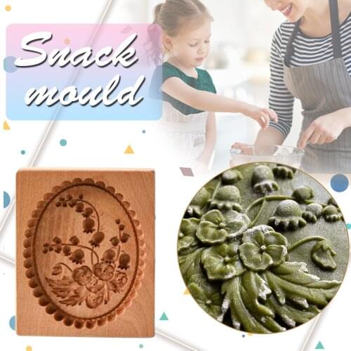 Wooden Cookie Mold Violet Pattern Fondant Cakes Cutting Embossing Tools Party DIY Biscuits Shortbread Cooking Mould 2021 New