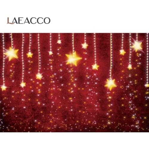 Laeacco Gold Christmas Star String Of Party Decor Happy New Year Baby Child Photozone Portrait Photo Background Photo Backdrops