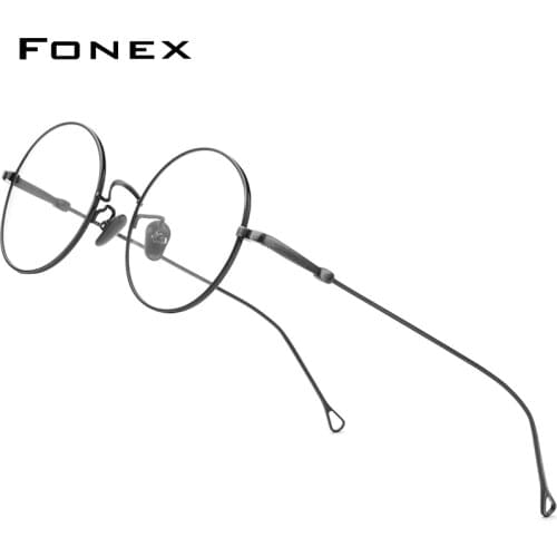 FONEX Pure Titanium Glasses Frame Men Vintage Retro Round Myopia Optical Prescription Eyeglasses Women Thailand Eyewear 870